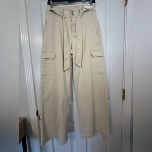 Marc New York Cream Wide Leg Cargo Jeans Size 6